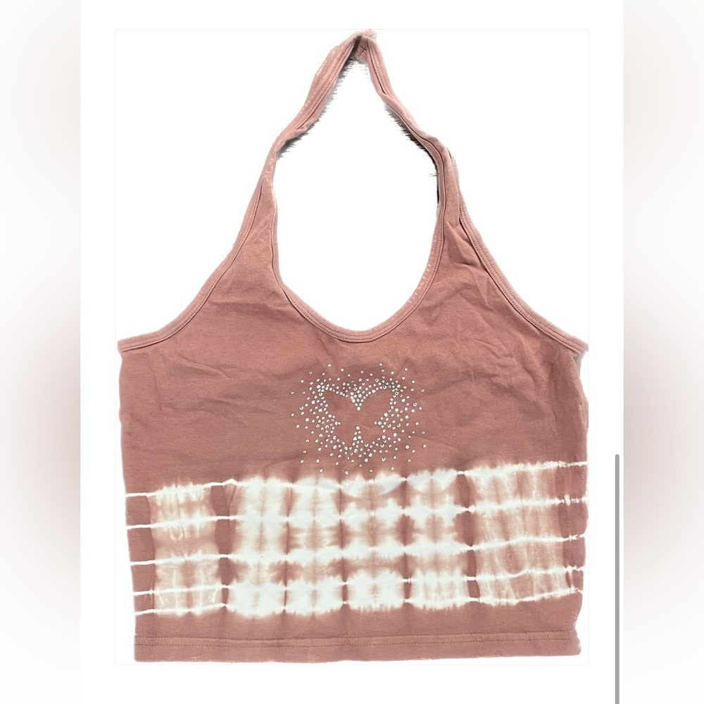 dELiA*s Y2K brown crop tank with diamond butterfly pattern